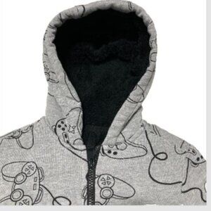 🎮 Maximus Rex Boys Hoodie (Size 4 – Gray Controller Print)